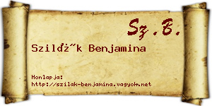 Szilák Benjamina névjegykártya